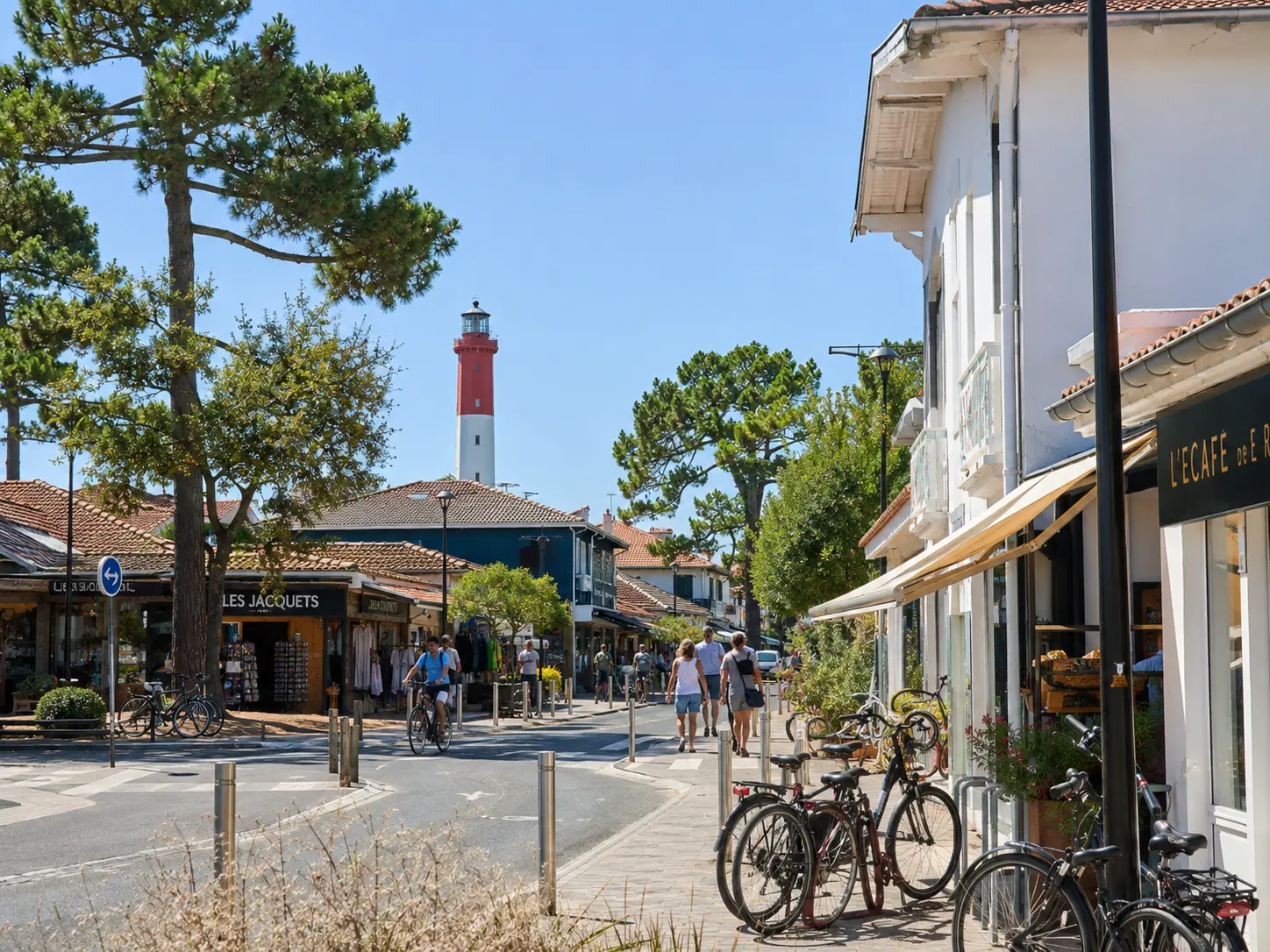 Cap Ferret avec phare, bassin d’Arcachon et cabanes ostréicoles